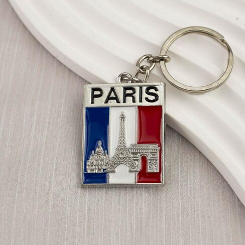 THE ARTISAN'S WHISPER Paris Eiffel Tower Keychain, French Flag Keyring, France Pride Key Ring, Gift For Paris Traveler France Lover, Arc De Triomphe Bag Charm, French Travel Souvenir Key Accessory in Saudi Arabia