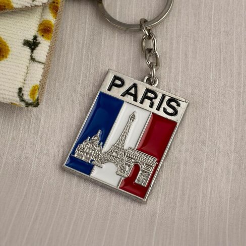 THE ARTISAN'S WHISPER Paris Eiffel Tower Keychain, French Flag Keyring, France Pride Key Ring, Gift For Paris Traveler France Lover, Arc De Triomphe Bag Charm, French Travel Souvenir Key Accessory in Saudi Arabia