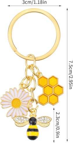 Mabor Bee Keychain - Cute Honey Bee Charm Keyring for Women, Car, Purse, Backpack, Wallet - Bees Gift in Kuwait