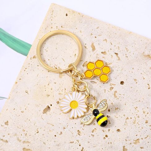 Mabor Bee Keychain - Cute Honey Bee Charm Keyring for Women, Car, Purse, Backpack, Wallet - Bees Gift in Kuwait