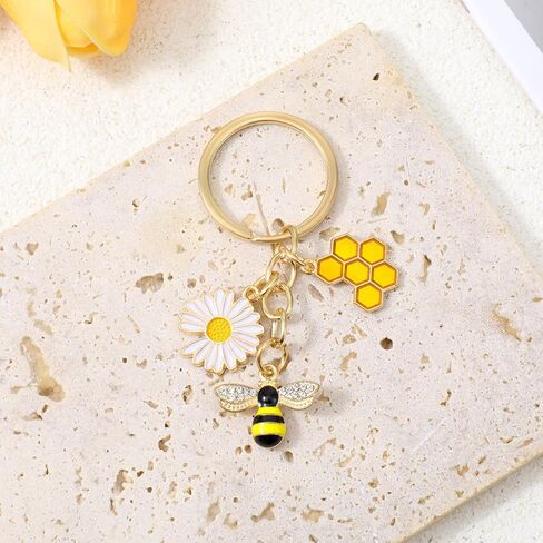 Mabor Bee Keychain - Cute Honey Bee Charm Keyring for Women, Car, Purse, Backpack, Wallet - Bees Gift in Kuwait