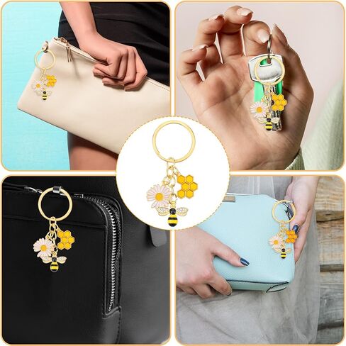 Mabor Bee Keychain - Cute Honey Bee Charm Keyring for Women, Car, Purse, Backpack, Wallet - Bees Gift in Kuwait
