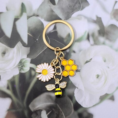 Mabor Bee Keychain - Cute Honey Bee Charm Keyring for Women, Car, Purse, Backpack, Wallet - Bees Gift in Kuwait