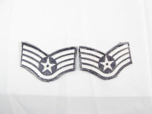 1 Pair New Military USAF Air Force SSgt E5 Uniform Chevrons Stripes Rank 3 1/2" Staff Sergeant E3 in Kuwait
