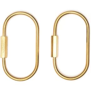 Gold Carabiner Clip, Brass Screw Lock Keychain for Car Keys, Unisex Key Ring Holder Simple Style in Saudi Arabia