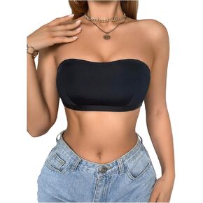 OYOANGLE Women's Strapless Wireless Bra Side Closure Criss Cross Backless Padded Tube Top Bras in Kuwait
