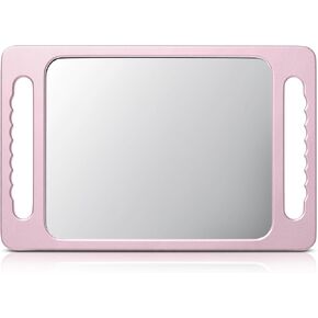 TASALON Unbreakable Hand Mirror with Double Handle - Large Handheld Barber Mirror for Hair and Beauty Salon - Durable Hand Held Mirrors for Barbershop (Pink) in Saudi Arabia