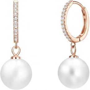 Dainty Pearl Dangle Earrings for Women, Small Pearl Drop Huggie Hoop Earrings, Hypoallergenic Earrings Wedding Jewelry Gifts in Saudi Arabia