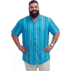 BRISIRA Big and Tall Men's Hawaiian Shirt - Short Sleeve, Beach Aloha Tropical Cuban Button Down Casual Vacation Shirt L-6XL in Saudi Arabia