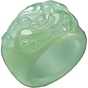 Pixiu Jade Thumb Ring For Women, Feng Shui Mantra Vintage Statement Protection Wealth Jewelry in Saudi Arabia