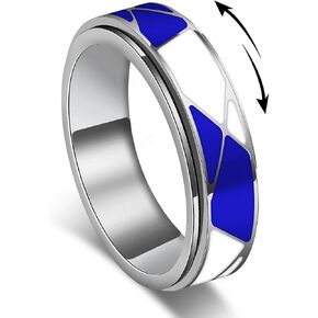 Anxiety Ring & Fidget Spinner Ring for Women | Minimalist Non-Tarnish Stainless Steel Band (2 Colors, Size 6-9) | Color Block Jewelry Gift in Saudi Arabia