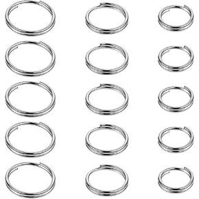 15 PCS Titanium Key Ring, Mix 10/12/14mm Titanium Key Rings Silver Keychain Ring, Jump Rings for Necklaces, Keys, Jewelry Attachment in Saudi Arabia