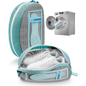 Shoe Washing Machine Bag, 2-Pack Reusable Laundry Shoe Bags for Washer & Dryer, Sneaker Cleaning Protection Bag for Tennis, Casual, Athletic Shoes, with Mesh Pocket for Insoles (Grey 2pcs) in Saudi Arabia