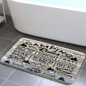 DYNH Camper RV Bath Mat for Travel Trailer Bathroom, Farmhouse Camping Rules Quote Floor Rugs Mats Non Slip Bathroom Happy Camp Decor Accessories 16X24 Inches Kitchen Bedroom Indoor in Saudi Arabia