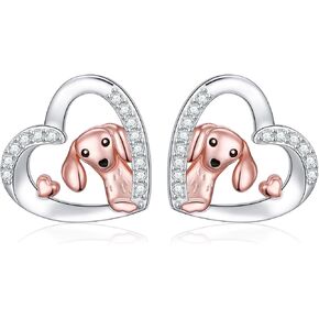 Yorkie Dachshund Earrings 925 Sterling Silver Yorkshire Terrier Jewelry Yorkie Heart Studs Dog Earring Gifts for Women Puppy Dog Lovers in Saudi Arabia
