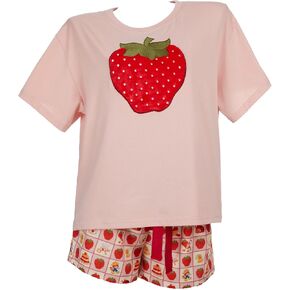 Micotaku Strawberry Cupcake Womens Pajama Set Cartoon Print Loungewear Set Comfy Short-Sleeve Homewear in Kuwait