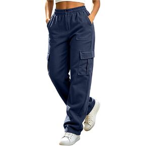 DASAYO Cargo Pants Women Elastic Waist Casual Sweatpants Joggers with Pockets Trendy Streetwear Athletic Hiking Jogging Pants in Saudi Arabia