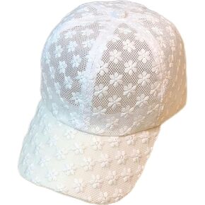 Lady's Embossing Flower Lace Lightweight Baseball Cap Travelling Sun Hat with Adjustable Strap in Kuwait