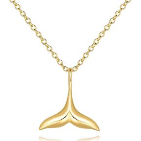 Gold Necklace for Women 14K Gold Pendant Necklace for Women Charm Necklaces Represent Luck Strength and Protection Whale Tail Necklaces Pendant Adjustable Length 16'' to 18'' in Saudi Arabia