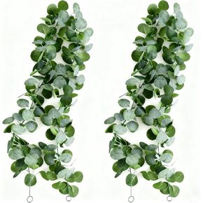 2pcs Artificial Eucalyptus Garland Fake Silk Leaves Vines Greenery Garland Stems for Wedding Backdrops Indoor/Outdoor Arch Wall & Event Decoration in Saudi Arabia