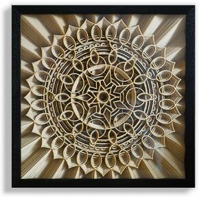 Mandala Wall Decor Living Room Sculptures Wall Art Boho Wall Decor For Bedroom Dining Room Hallway 3d Chakra Framed Rustic Modern Farmhouse Decor Brown Sacred Geometry Carved Wood Zen Meditation Decor in Saudi Arabia