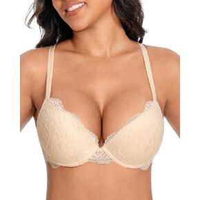 Lace Push Up Bra Thick Padded Add Cup Demi Sexy Plunge Underwire Convertible Soft Lift Women Bras in Saudi Arabia