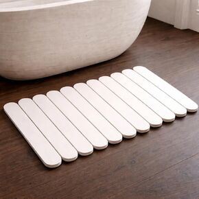 Foldable Stone Bath Mat Large 30" x 17" – Diatomaceous Earth Quick Drying Non-Slip Bathroom Mat – Super Absorbent Diatomite Mat, Durable & Easy to Clean, Modern (White, Large 30" x 17") in Saudi Arabia