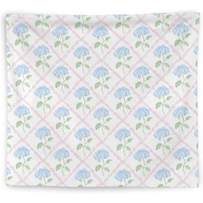 WNAGT Blue Hydrangea Floral Tapestry Wall Hanging, Preppy Pink Trellis Grandmillennial Hydrangea Flower Wall Blanket Decor for Girls Bedroom Dorm Apartment Home, 50x60 Inch in Saudi Arabia