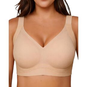 Womens No Underwire Minimizer Jelly Bra Wireless Plus Size Supportive Push Up Bras Full Coverage Seamless Comfortable Bralettes T-Shirt Bras XXL Size Skin in Saudi Arabia