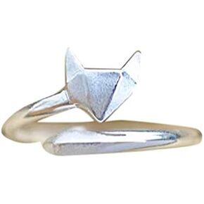 Origami Fox Ring in Sterling Silver Size Large (7.5-9.5) in Saudi Arabia