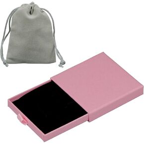 1 Pcs Small Jewelry Gift Box with Drawstring bag,Square Cardboard Organizer for Necklace, Bracelet, Earrings,for Birthday, Xmas, Wedding, Valentine's Day Wrapping (Black) in Saudi Arabia