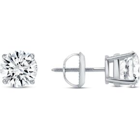 2 Ct Round Lab Grown Diamond Earrings 14K White Gold Basket Setting Screw Back Studs for Women Everyday & Special Occasion Wear in Saudi Arabia