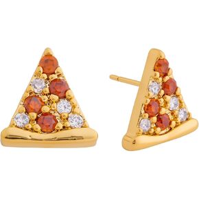 Dainty Pizza Stud Earrings for Women, Small Gold Plated Sparkly Triangle Rhinestone Cute Food Earrings, Tiny Unique Red Cubiz Zirconia Pizza Jewelry for Food Lovers Party Birthday in Saudi Arabia