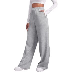 Wide Leg Sweatpants Women Fleece Baggy Straight Sweat Pants 2026 Fall Winter Jogger Lounge Trousers with Pockets in Kuwait