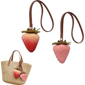 2 PCS Strawberry Bag Charm Set, 3D Strawberry Shape,Strawberry Keychain Bag Charms for Purse Decoration and Everyday Carry, in Pink and Gradient Color in Saudi Arabia