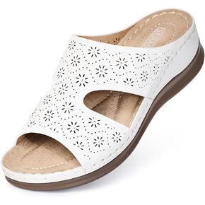 Dressy Flat Sandals for Women - Arch Support Comfortable Walking Slip on Summer Casual Beach Wide Width Flower Womens flats Slide Sandal Shoes in Saudi Arabia