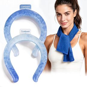 Comfpack 2PCS Neck Cooling Tube with Cooling Towel for Hot Weather | Reusable LongLasting Ice Ring Neck Cooler, 64℉ Instant Cooling Neck Wrap for Outdoor Work Sports Gardening Hot Flashes in Saudi Arabia