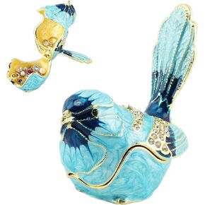 Robin Bird Jewelry Trinket Boxes Hinged Ring Box, Hand Painted Bird Figurines Home Decor for Women Necklace Rings Earrings Organizer, Unique Animal Figurine Collectible Gift in Kuwait