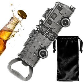 Fire Truck Bottle Opener – Novelty Bar Accessory for Men, Dad, Grandpa – Silver Firefighter Gifts with Gift Bag – Perfect for Birthday, Father’s Day, Christmas, BBQ, Camping in Saudi Arabia