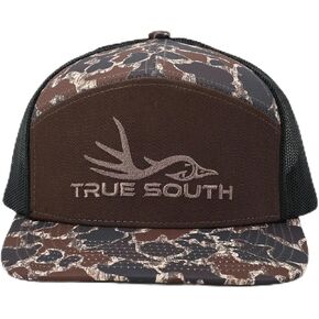 True South Men's Brown Camo Trucker Hat — Embroidered Duck Logo, Mesh Back, Adjustable Snapback. in Kuwait