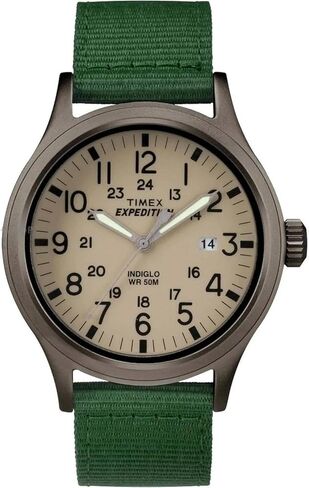 Timex TW4B06800 Men's Expedition Scout Indiglo Fabric Leather Band 3-Hand Analog Watch in Kuwait
