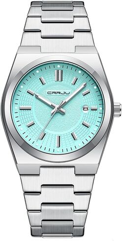 CRRJU Watches for Men,Fashion Luxury Luminous Analog Quartz Wristwatches,Business Man Calendar Watches Silver in Saudi Arabia