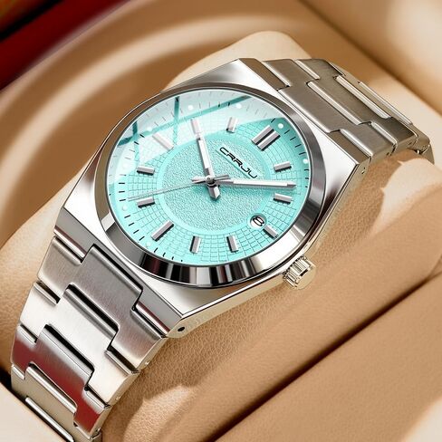 CRRJU Watches for Men,Fashion Luxury Luminous Analog Quartz Wristwatches,Business Man Calendar Watches Silver in Saudi Arabia