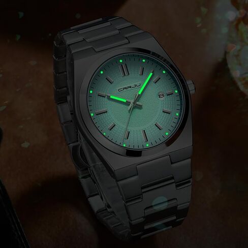CRRJU Watches for Men,Fashion Luxury Luminous Analog Quartz Wristwatches,Business Man Calendar Watches Silver in Saudi Arabia