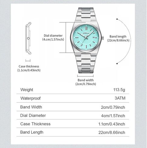 CRRJU Watches for Men,Fashion Luxury Luminous Analog Quartz Wristwatches,Business Man Calendar Watches Silver in Saudi Arabia