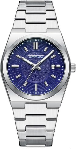 CRRJU Watches for Men,Fashion Luxury Luminous Analog Quartz Wristwatches,Business Man Calendar Watches Silver in Saudi Arabia