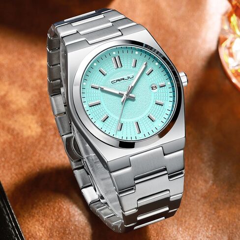 CRRJU Watches for Men,Fashion Luxury Luminous Analog Quartz Wristwatches,Business Man Calendar Watches Silver in Saudi Arabia