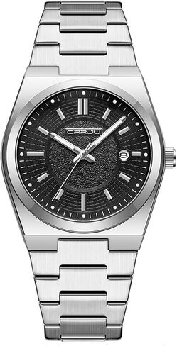 CRRJU Watches for Men,Fashion Luxury Luminous Analog Quartz Wristwatches,Business Man Calendar Watches Silver in Saudi Arabia