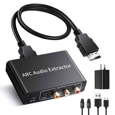 HDMI ARC Audio Extractor, 192KHz HDMI ARC Audio Adapter Converter Splitter to Optical TOSLINK SPDIF + RCA L/R+ Coaxial and Analog 3.5mm Stereo for Soundbar HDTV Speaker Amplifier Headphones in Saudi Arabia