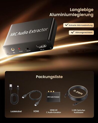 HDMI ARC Audio Extractor, 192KHz HDMI ARC Audio Adapter Converter Splitter to Optical TOSLINK SPDIF + RCA L/R+ Coaxial and Analog 3.5mm Stereo for Soundbar HDTV Speaker Amplifier Headphones in Saudi Arabia